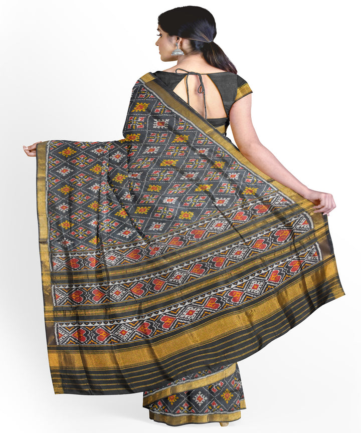 Black muatard silk handloom patola saree