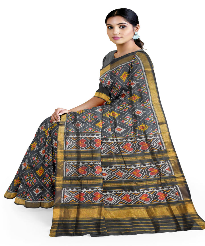 Black muatard silk handloom patola saree