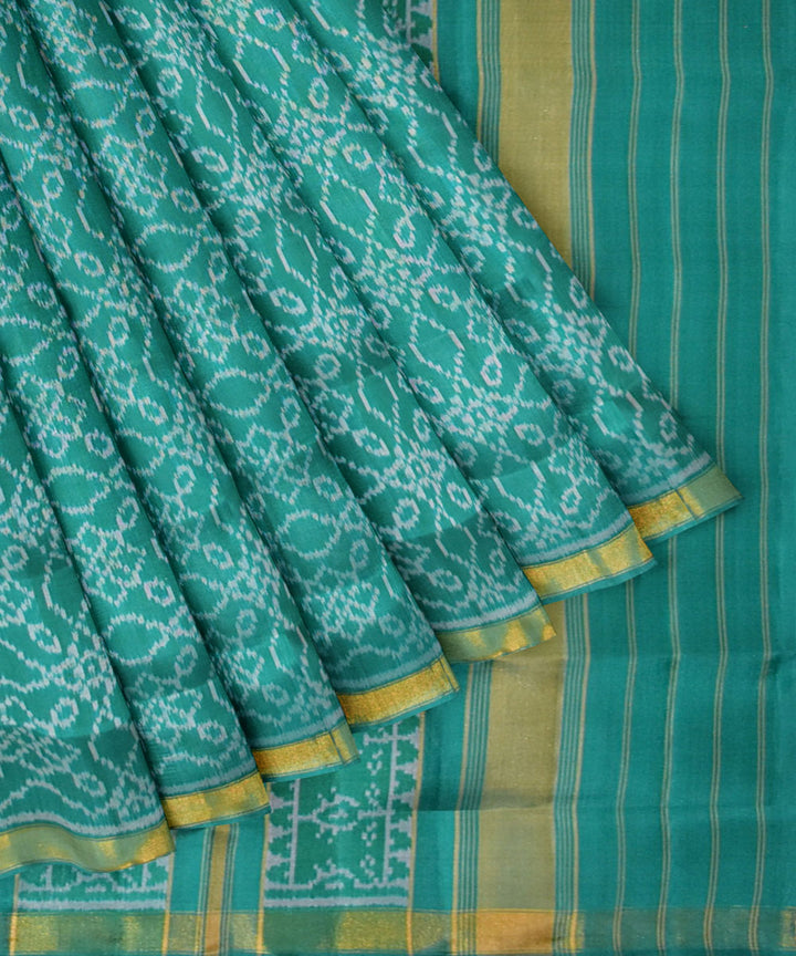 Teal green silk handloom patola saree