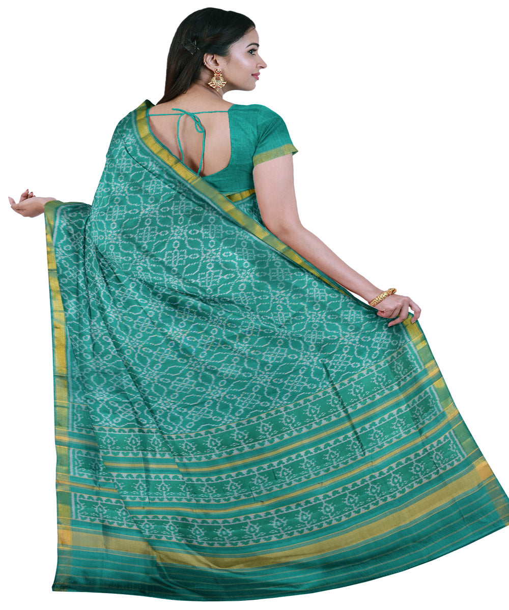 Teal green silk handloom patola saree