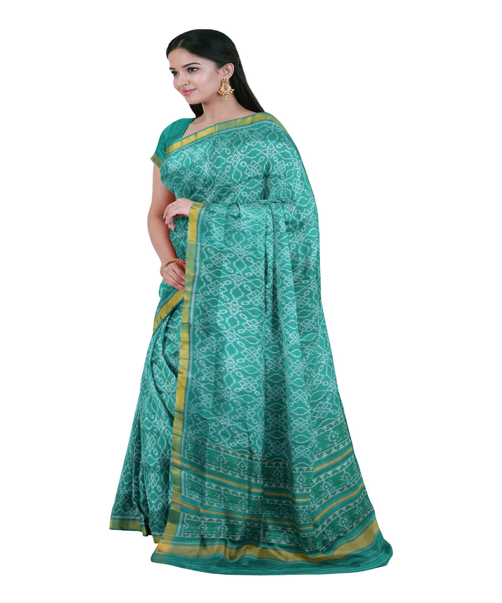 Teal green silk handloom patola saree