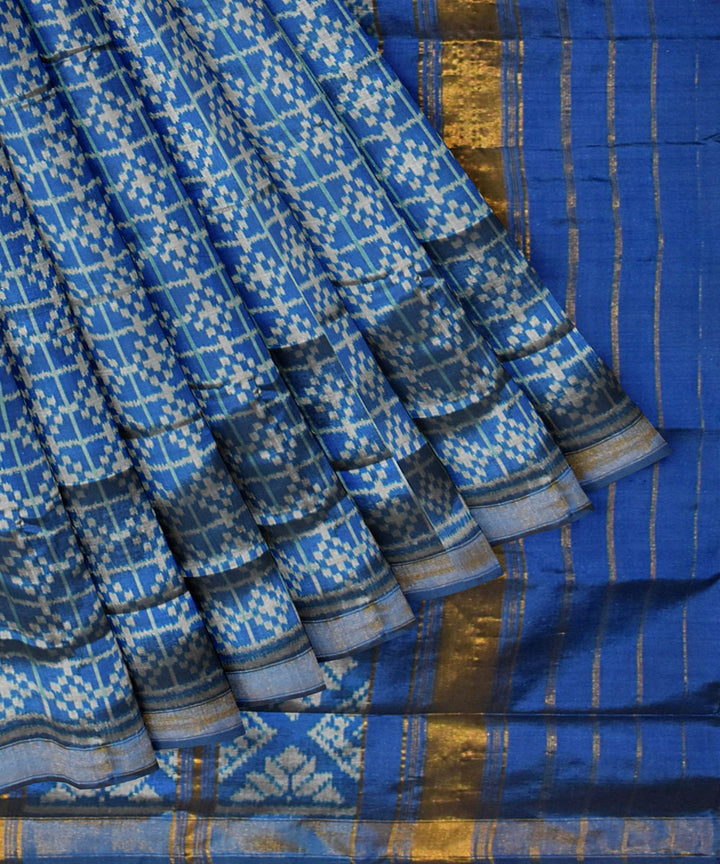 Turquoise blue silk patola handloom saree