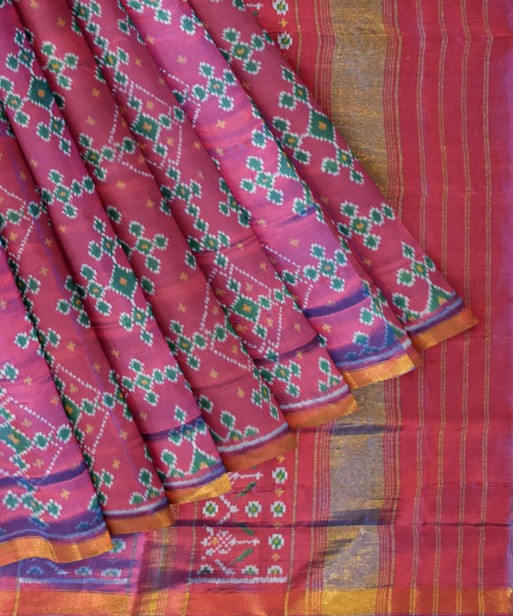 Purple red silk handloom patola saree