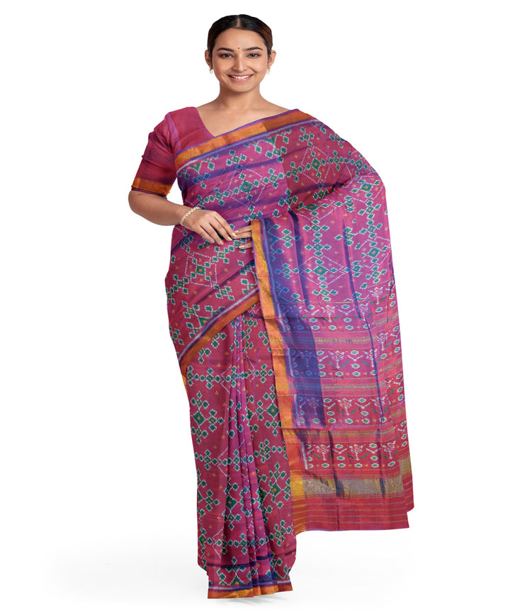 Purple red silk handloom patola saree