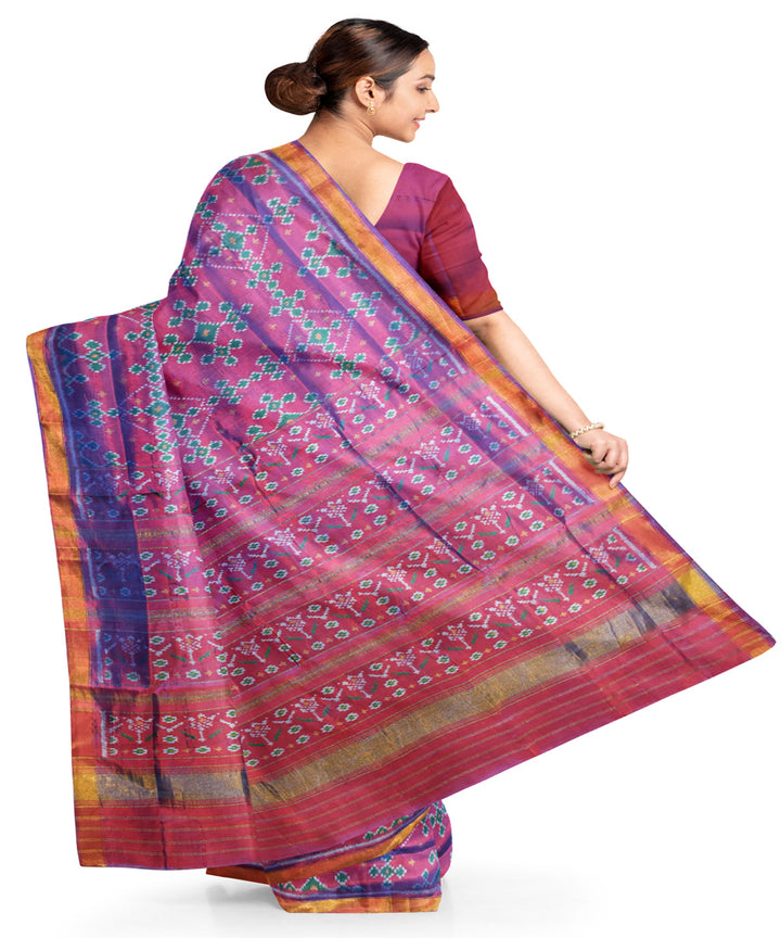 Purple red silk handloom patola saree