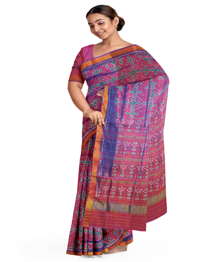 Purple red silk handloom patola saree