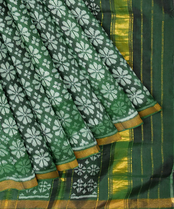 Dark green silk handloom patola saree