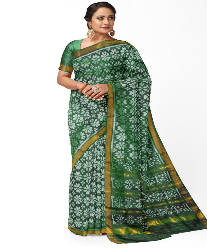 Dark green silk handloom patola saree