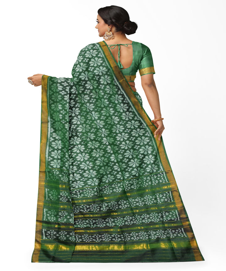 Dark green silk handloom patola saree