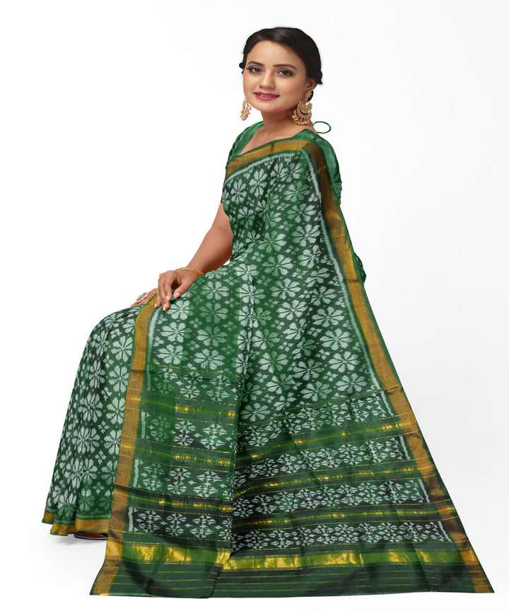 Dark green silk handloom patola saree