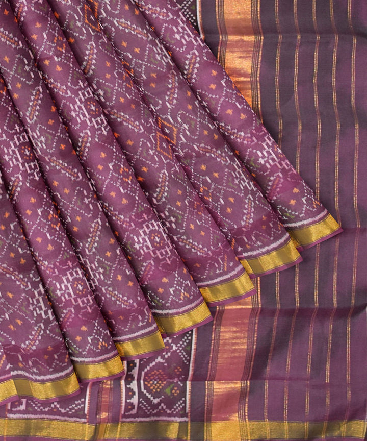 Purple silk handloom patola saree