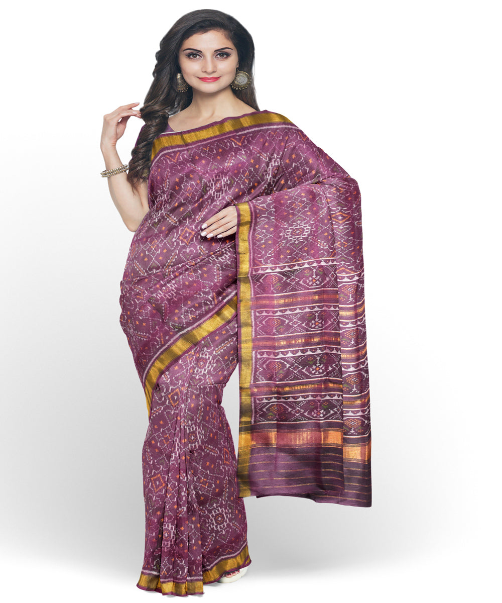 Purple silk handloom patola saree