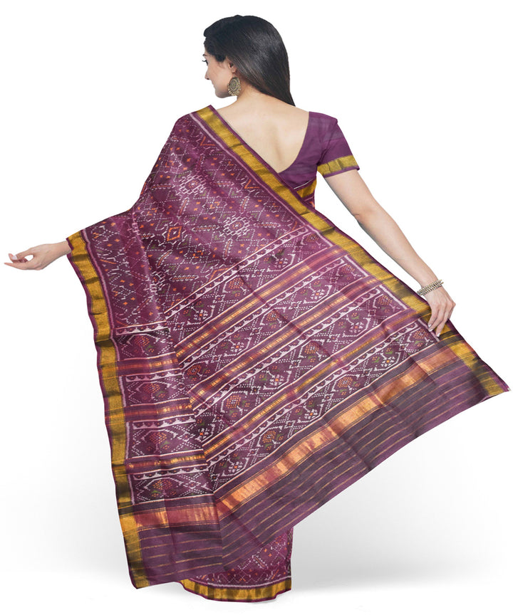 Purple silk handloom patola saree