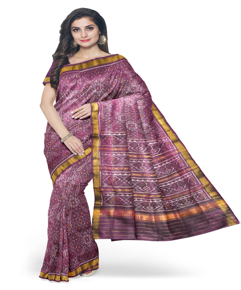 Purple silk handloom patola saree