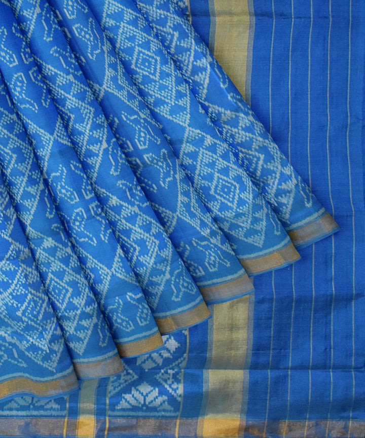 Turquoise blue patola silk handloom saree