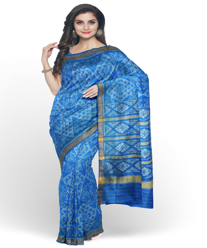 Turquoise blue patola silk handloom saree