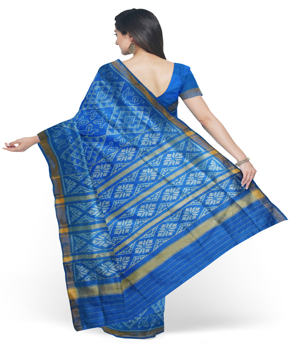 Turquoise blue patola silk handloom saree