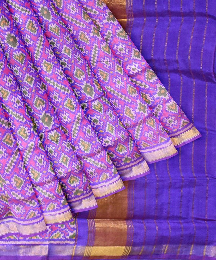 Violet blue silk handloom patola saree