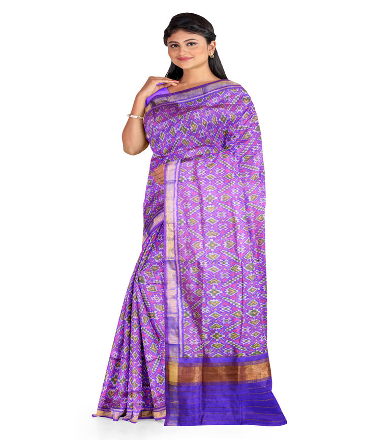 Violet blue silk handloom patola saree