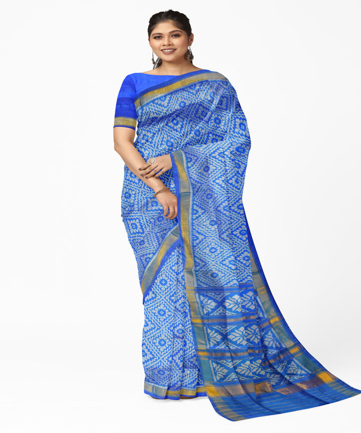 Turquoise blue handloom patola silk saree