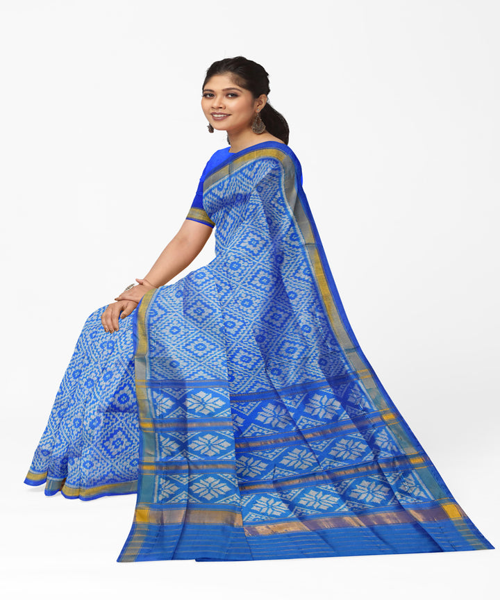 Turquoise blue handloom patola silk saree