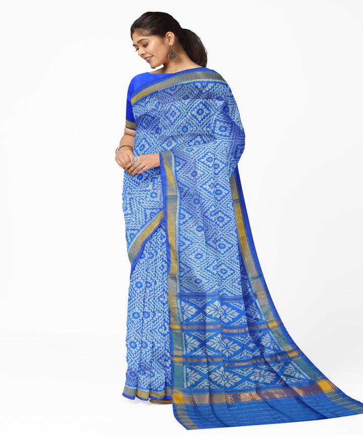 Turquoise blue handloom patola silk saree