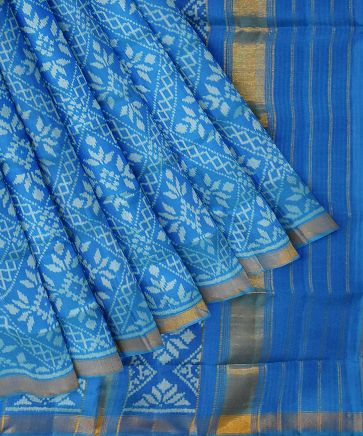 Turquoise blue silk handloom patola saree