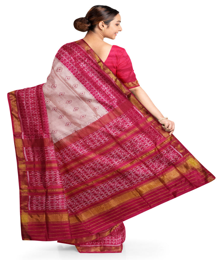 Pink maroon silk handloom patola saree