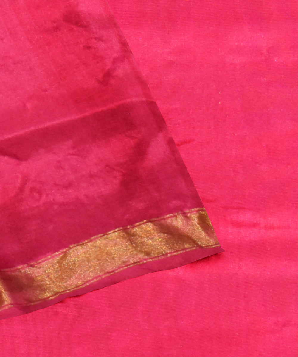 Pink maroon silk handloom patola saree