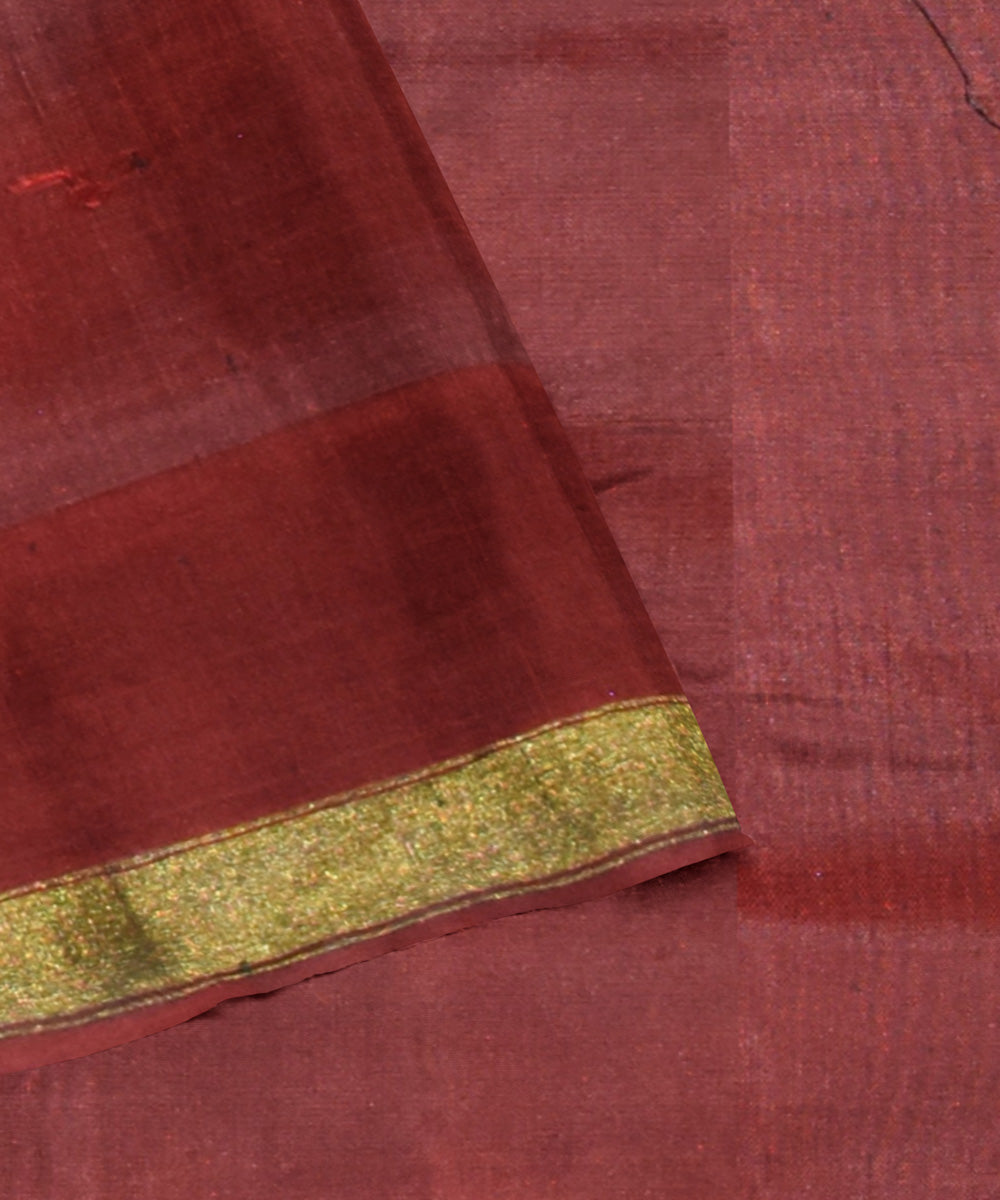 Brown deep maroon silk handloom patola saree