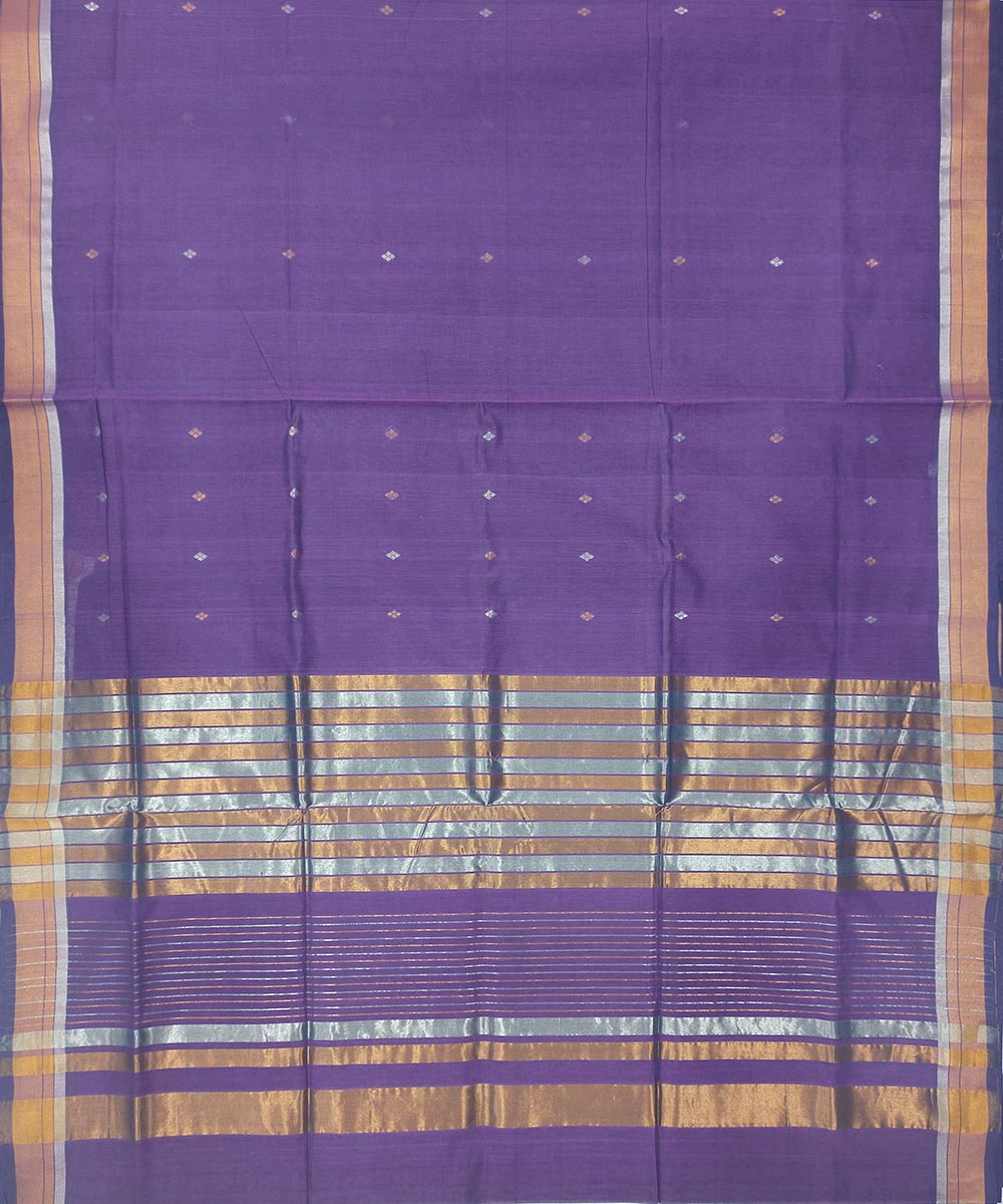 Navy blue zari striped handwoven venkatagiri cotton saree