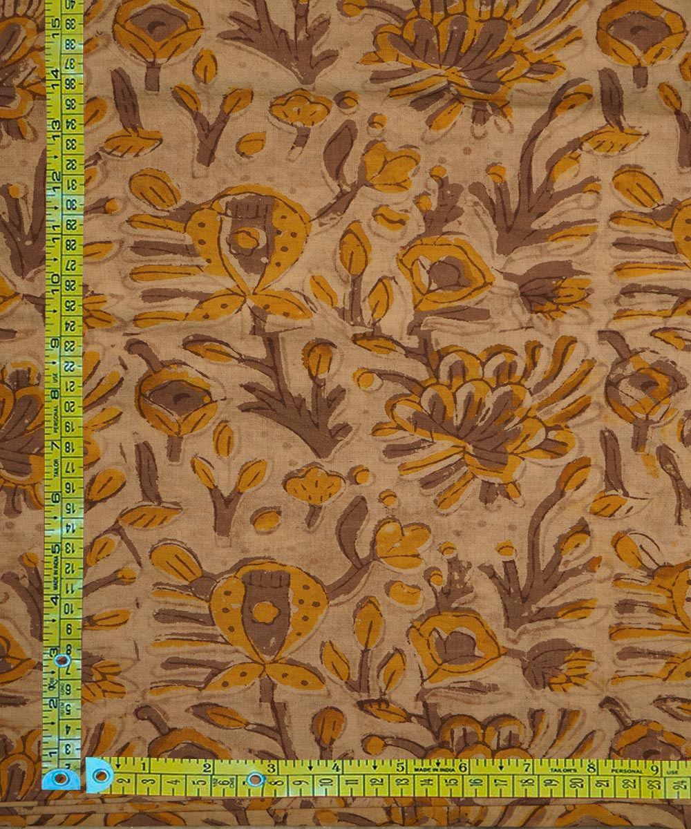 2.5m Yellow handblock print cotton sanganeri kurta material