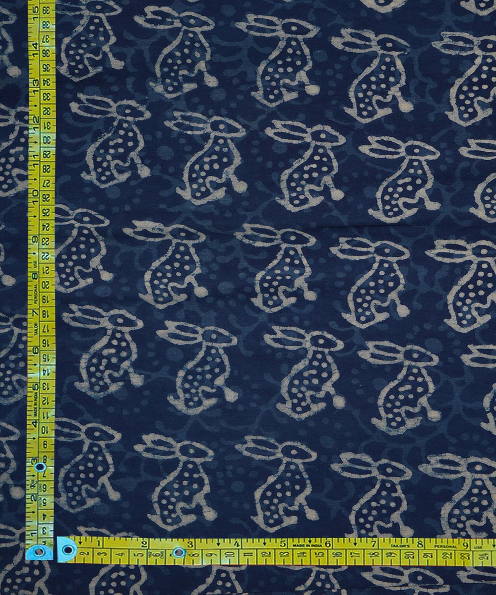 2.5m Blue handblock printed cotton sanganeri kurta material