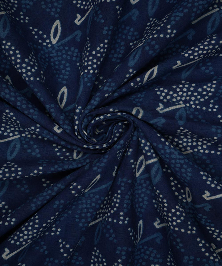 2.5m Dark blue handblock print cotton sanganeri kurta material