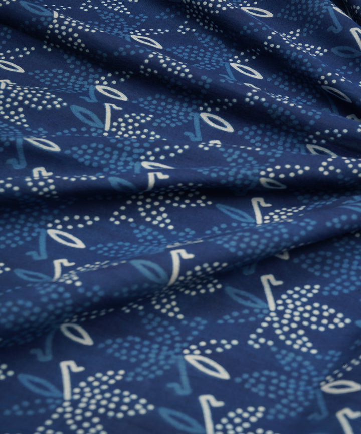 2.5m Dark blue handblock print cotton sanganeri kurta material