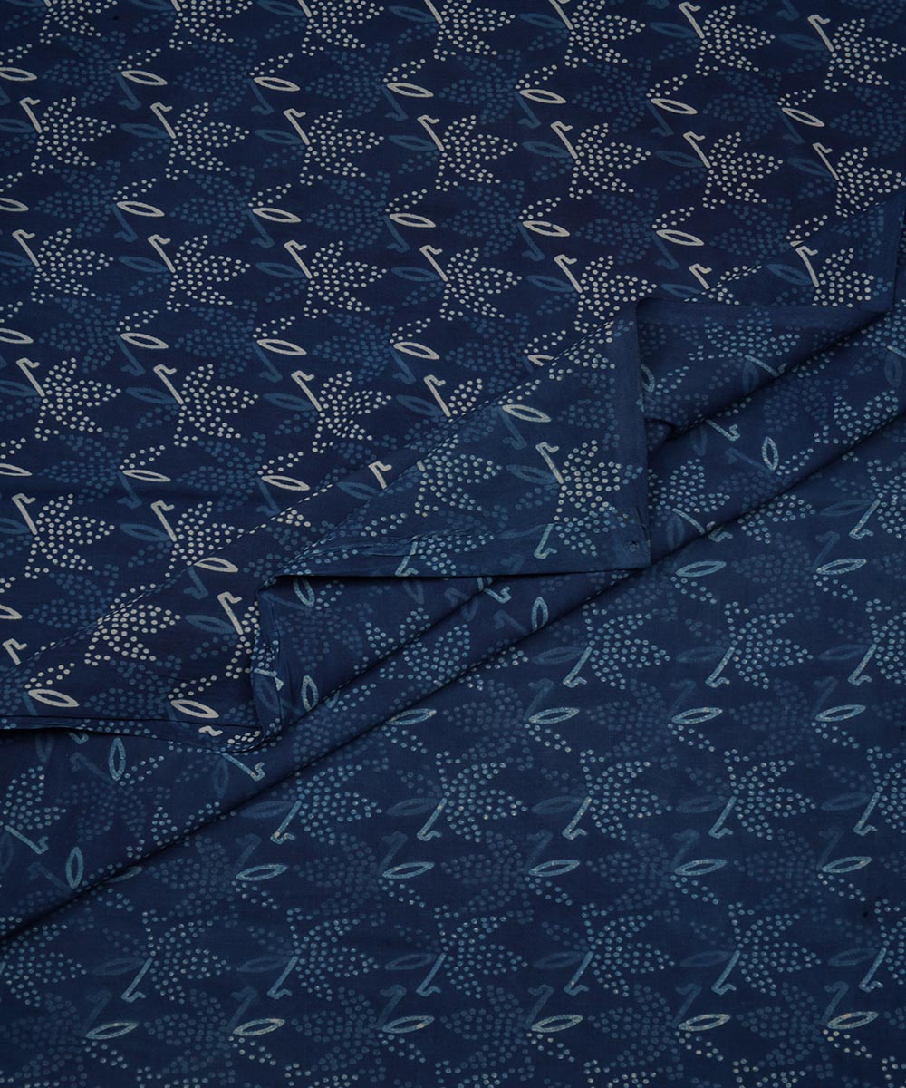 2.5m Dark blue handblock print cotton sanganeri kurta material