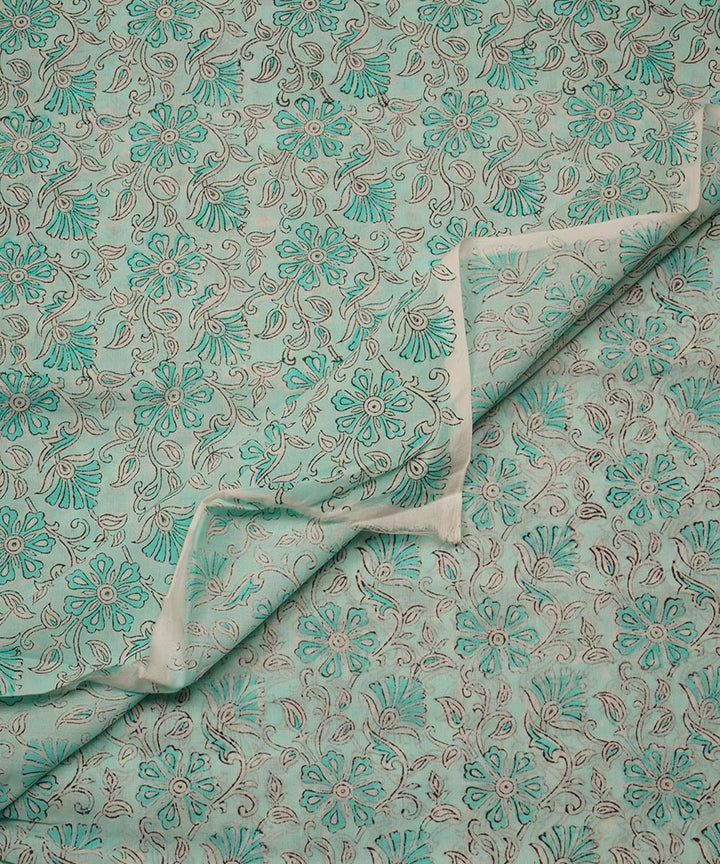 Light green handblock print cotton sanganeri fabrics