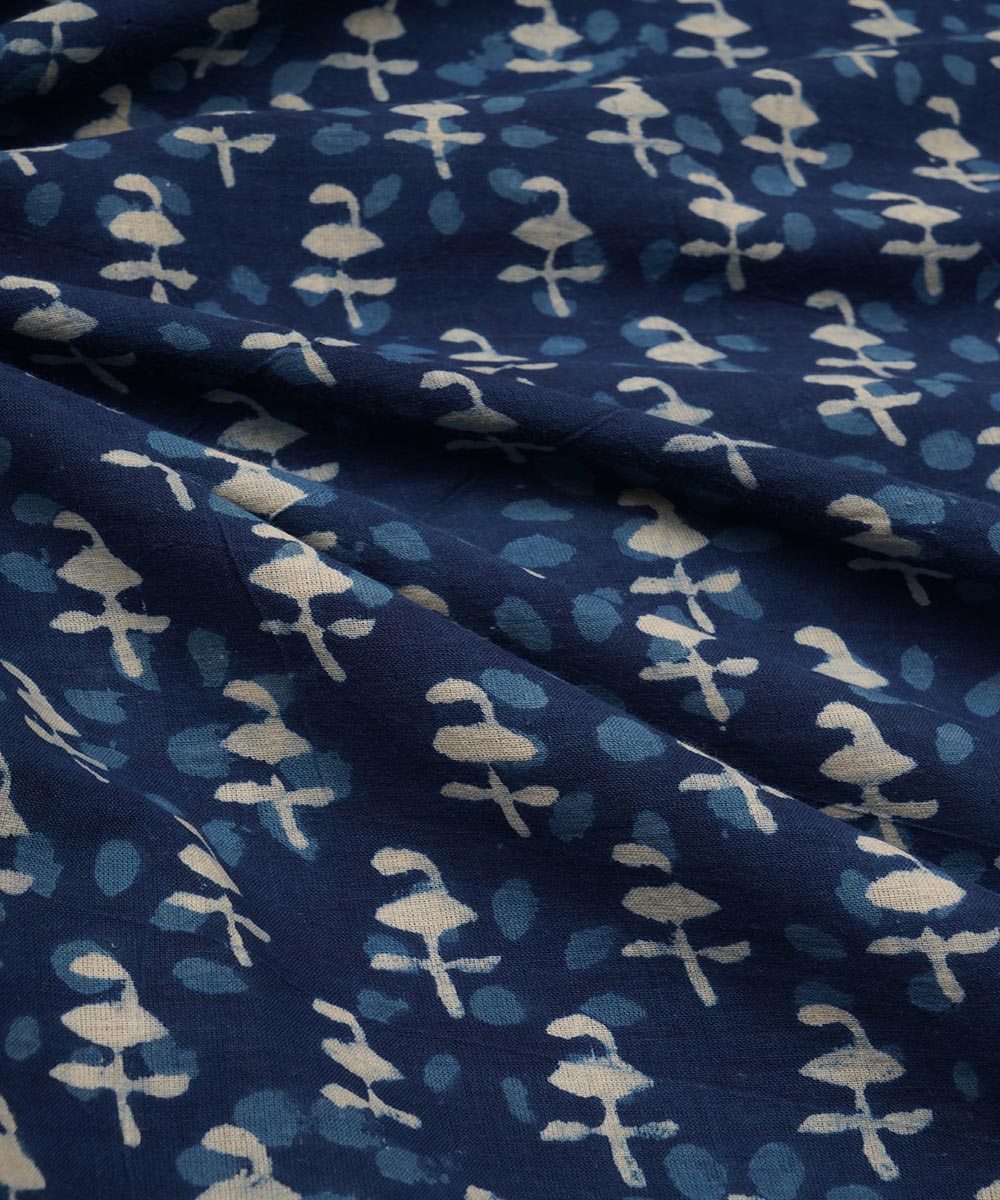 2.5 m Blue hand block print cotton sanganeri kurta material