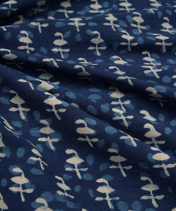 2.5 m Blue hand block print cotton sanganeri kurta material
