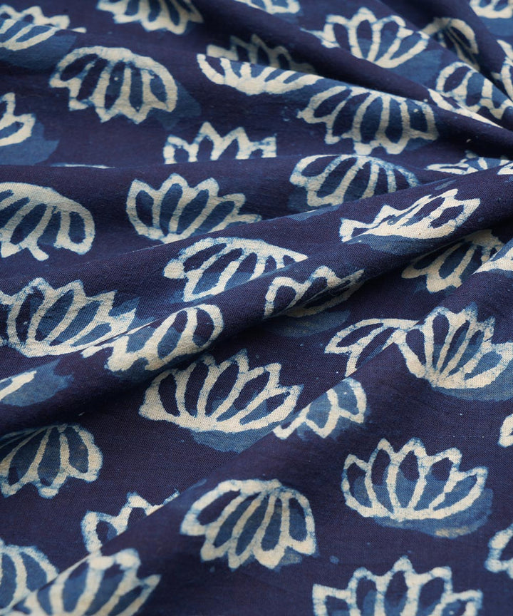 2.5m Blue handblock print cotton sanganeri kurta material
