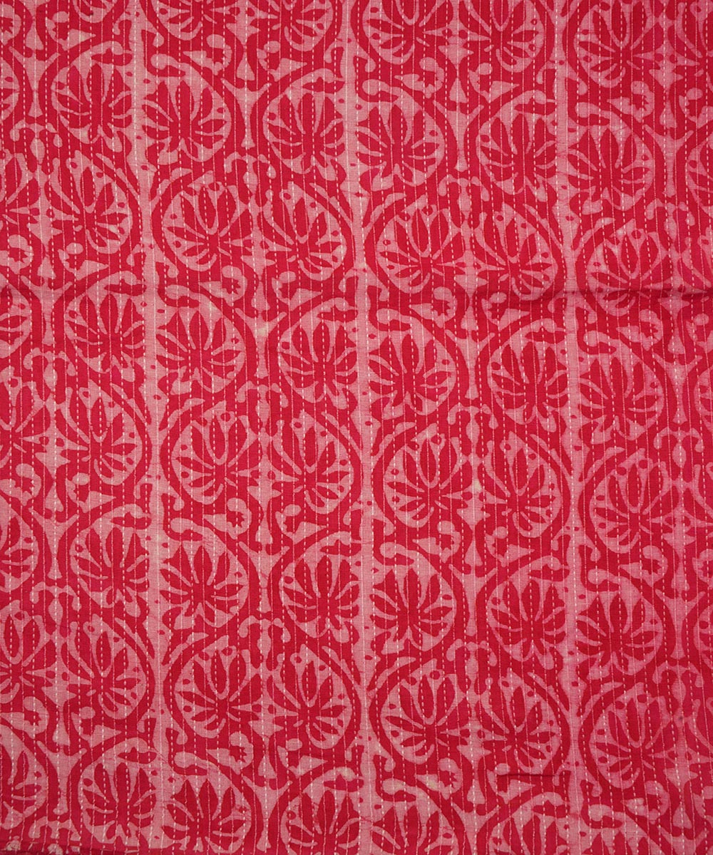 Red hand block print cotton sanganeri fabric