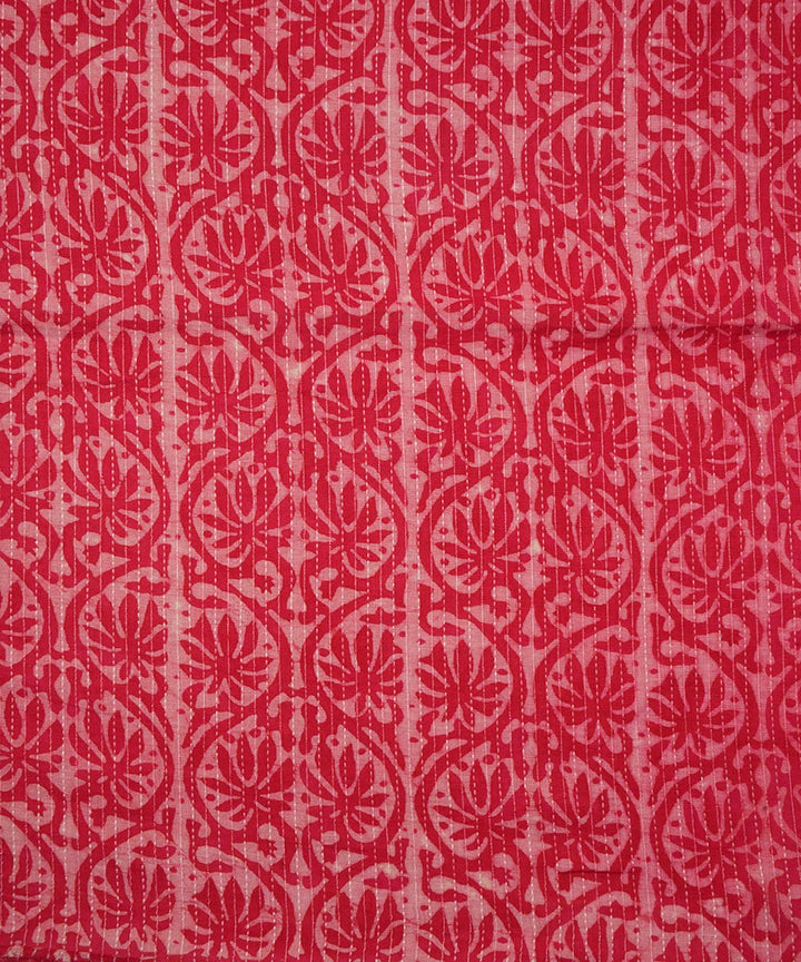 Red hand block print cotton sanganeri fabric