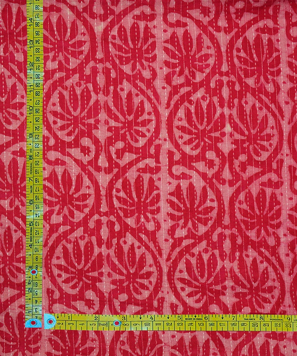 Red hand block print cotton sanganeri fabric