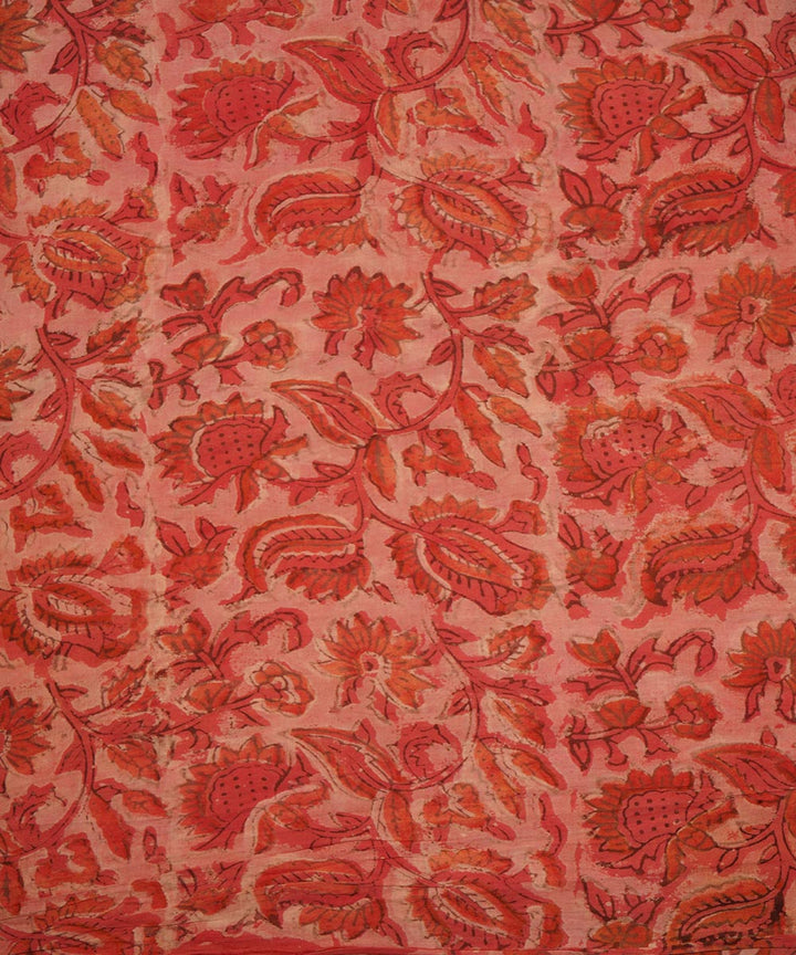 2.5m Orange hand block print cotton sanganeri kurta material