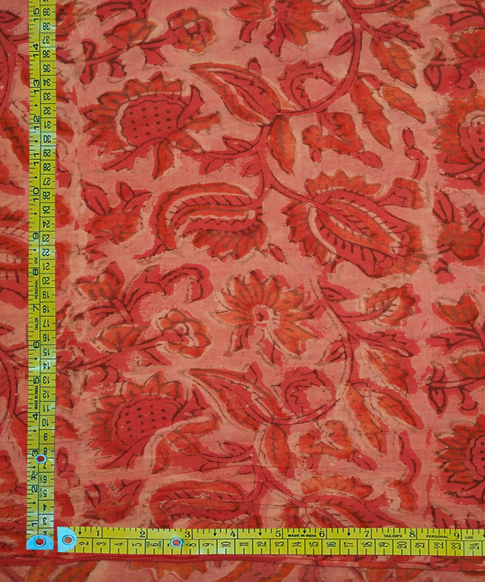 2.5m Orange hand block print cotton sanganeri kurta material