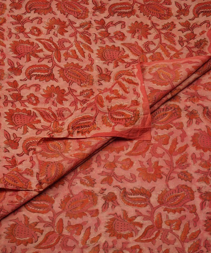 2.5m Orange hand block print cotton sanganeri kurta material