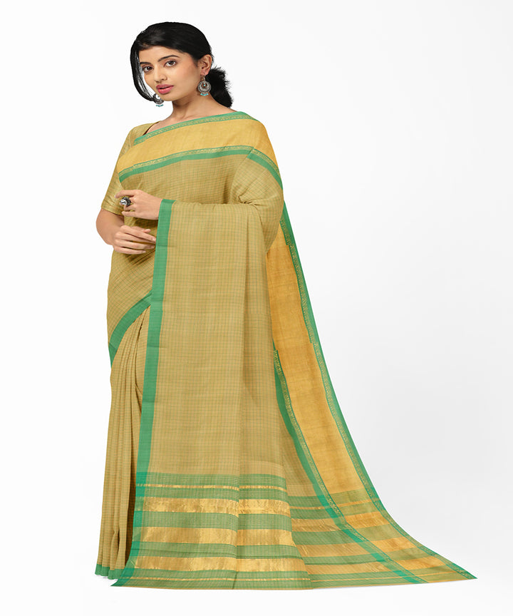 Mustard green handwoven madhavaram cotton saree