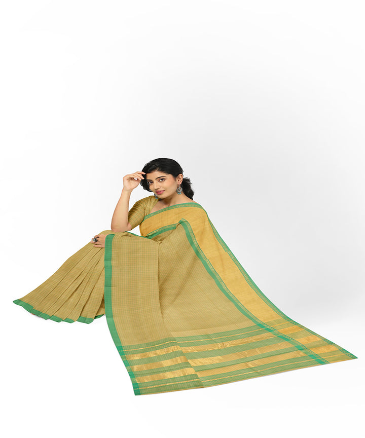 Mustard green handwoven madhavaram cotton saree