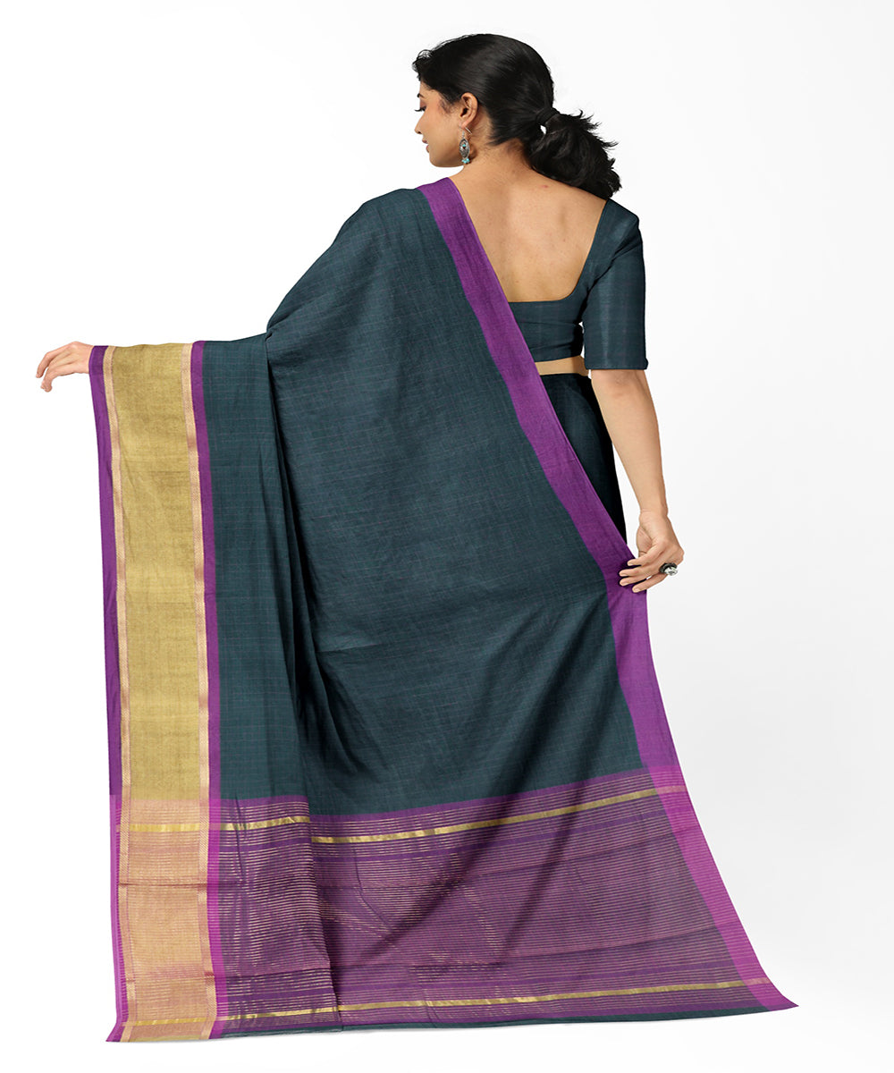 Black purple handwoven madhavaram cotton saree