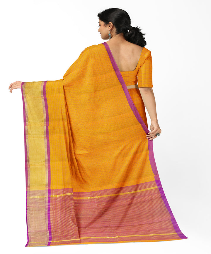 Yellow purple handwoven madhavaram cotton saree